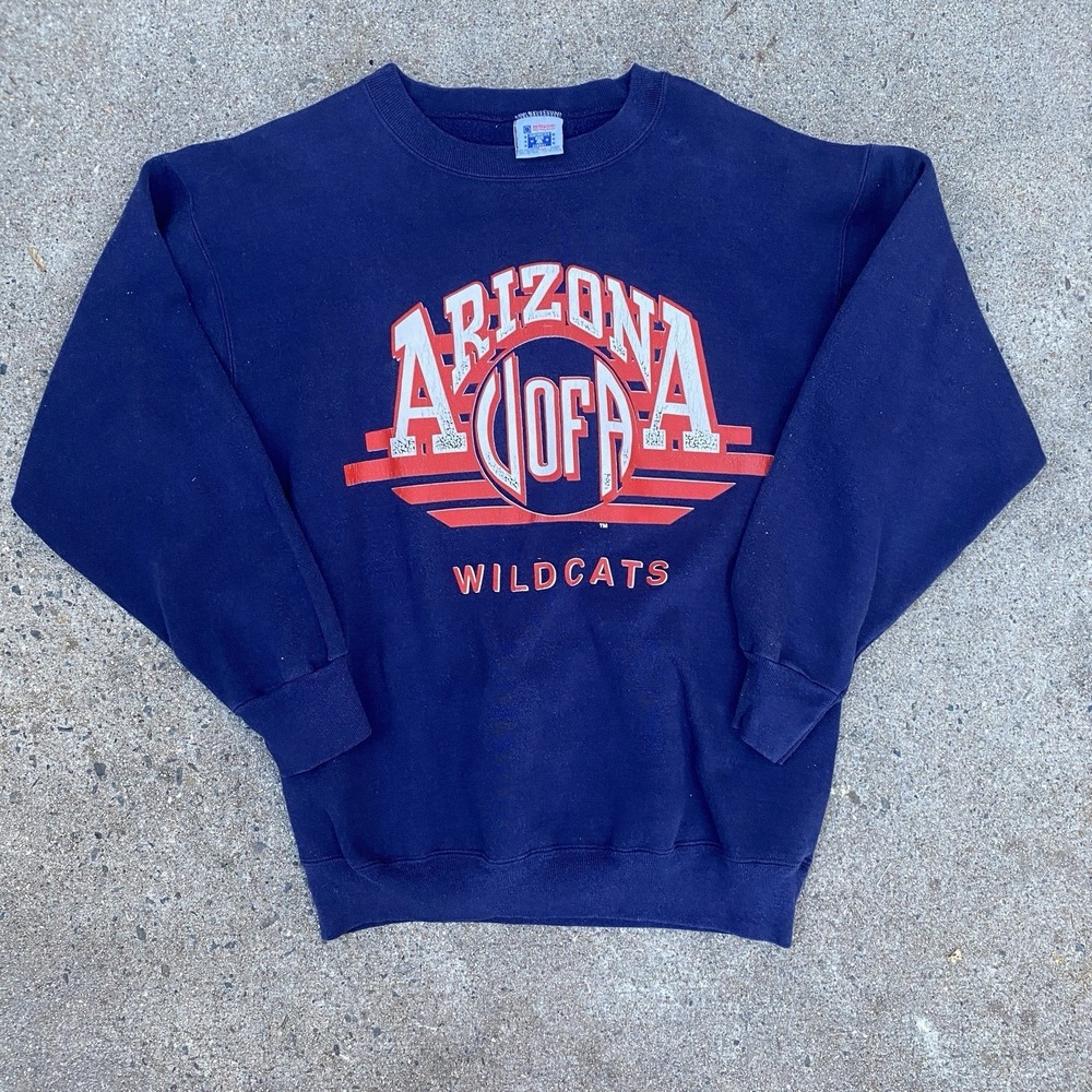 Vintage 90s University of Arizona Crewneck Sweatshirt Navy Blue XL Made in USA